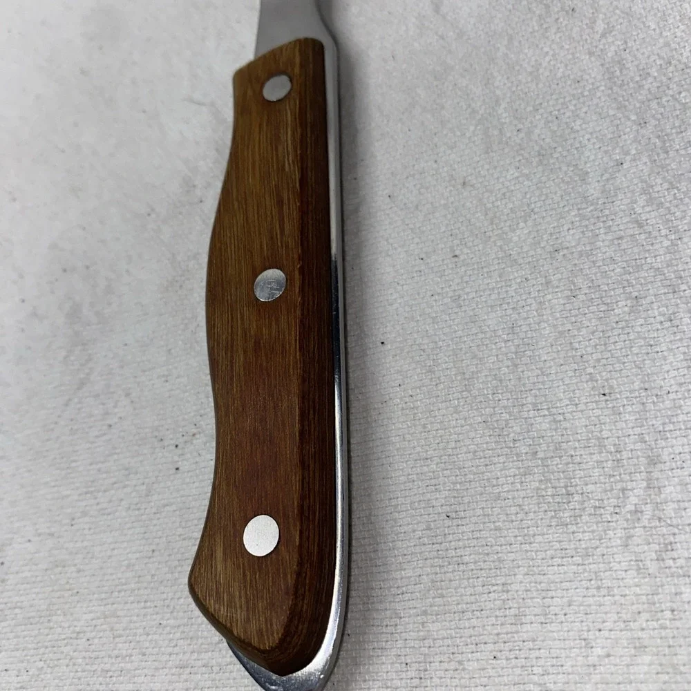Vintage Maxam Stainless Steel 2 Prong Meat Serving Fork Wood Handle Japan 11